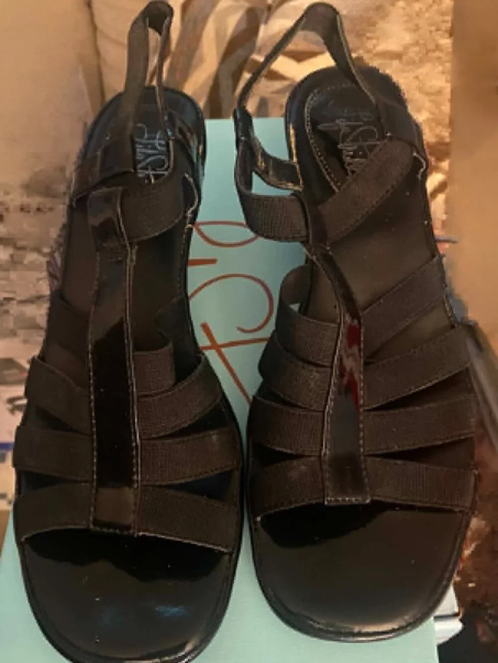 LIFESTRIDE BLACK STRAP SLINGBACK SANDALS